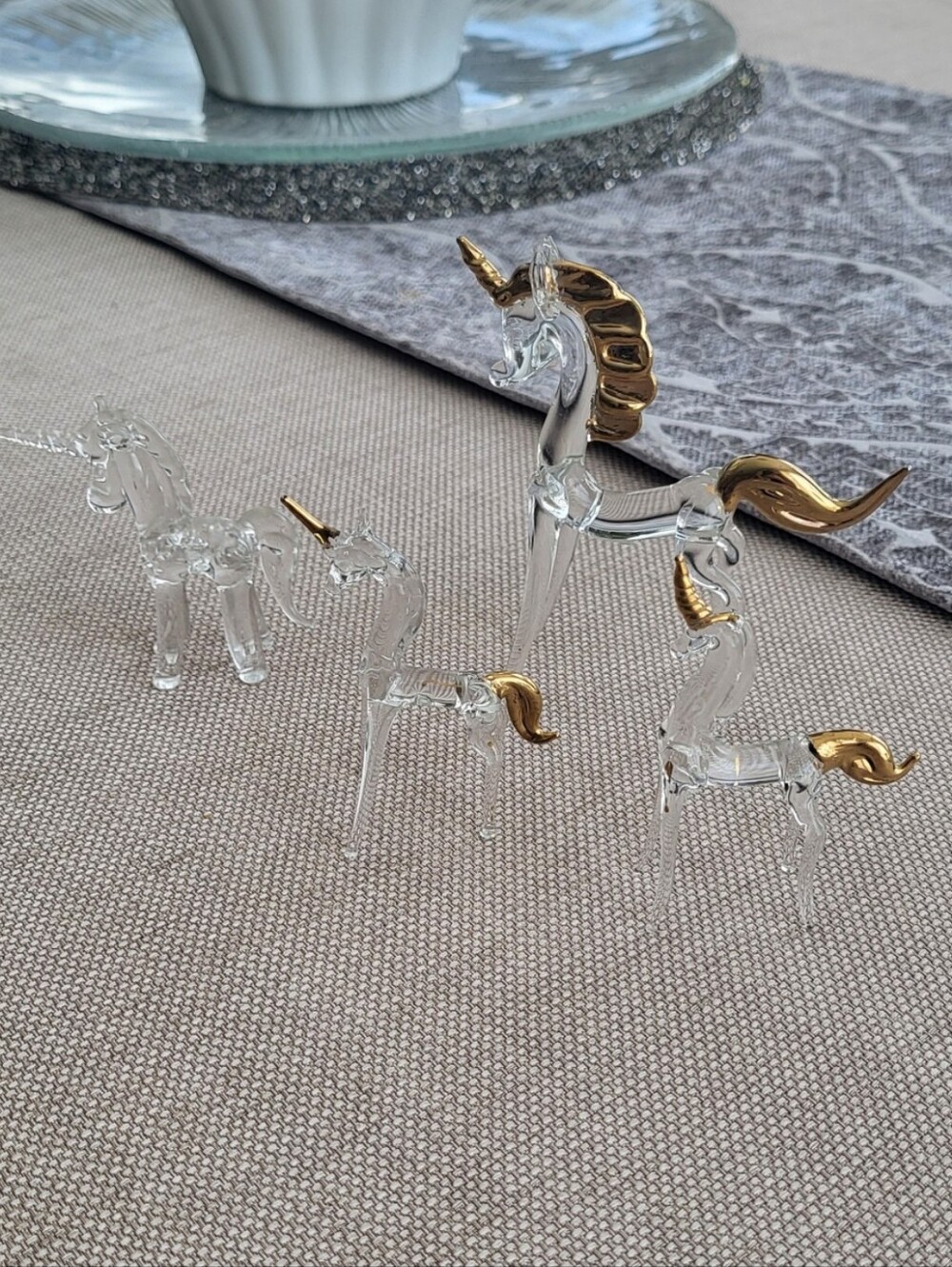 Hand Blown Vintage Glass Unicorn Figurines